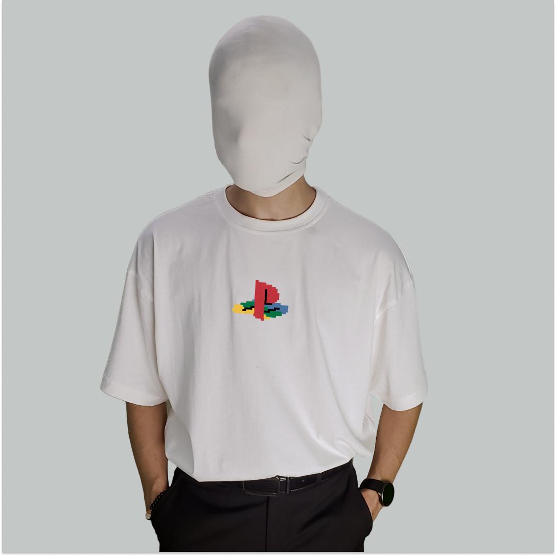 Pixelated PlayStation Logo Color white image